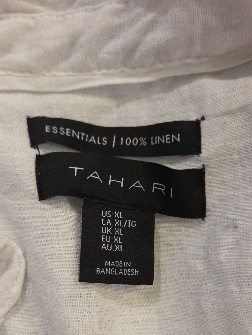 Tahari White Linen Button-Front Long Sleeve Blouse Size XL! - Picture 2 of 8